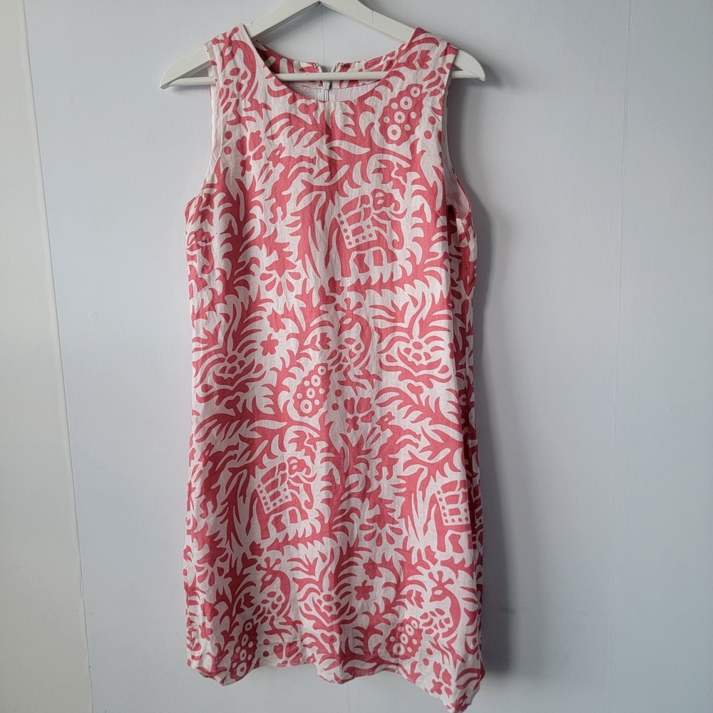 Island company women's 100% linen classic shift dress size M sleeveless lined